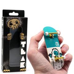 Teak Tuning Teal Yeti graphic deck with a glossy maple finish for smooth control