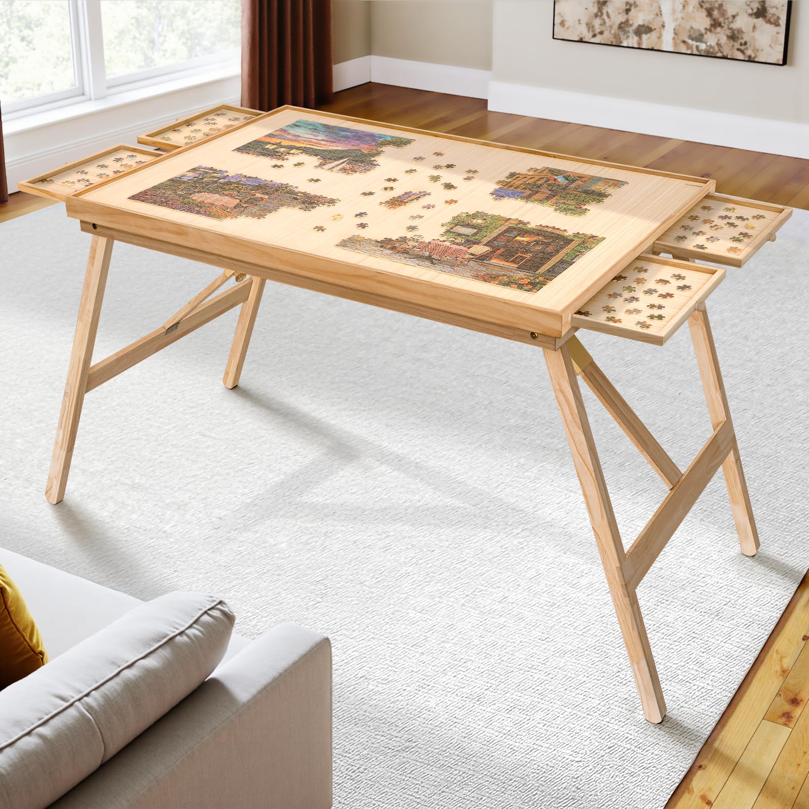 TEAKMAMA puzzle table legs provide sturdy support for extended puzzling sessions.