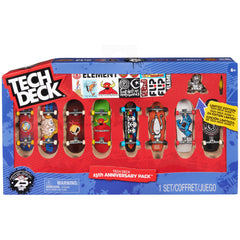 Tech Deck 25th Anniversary 8-Pack assembled boards showcase authentic branding for fans and collectors.