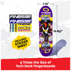 Tech Deck authentic Finesse Sonic graphic showcases licensed skate art.