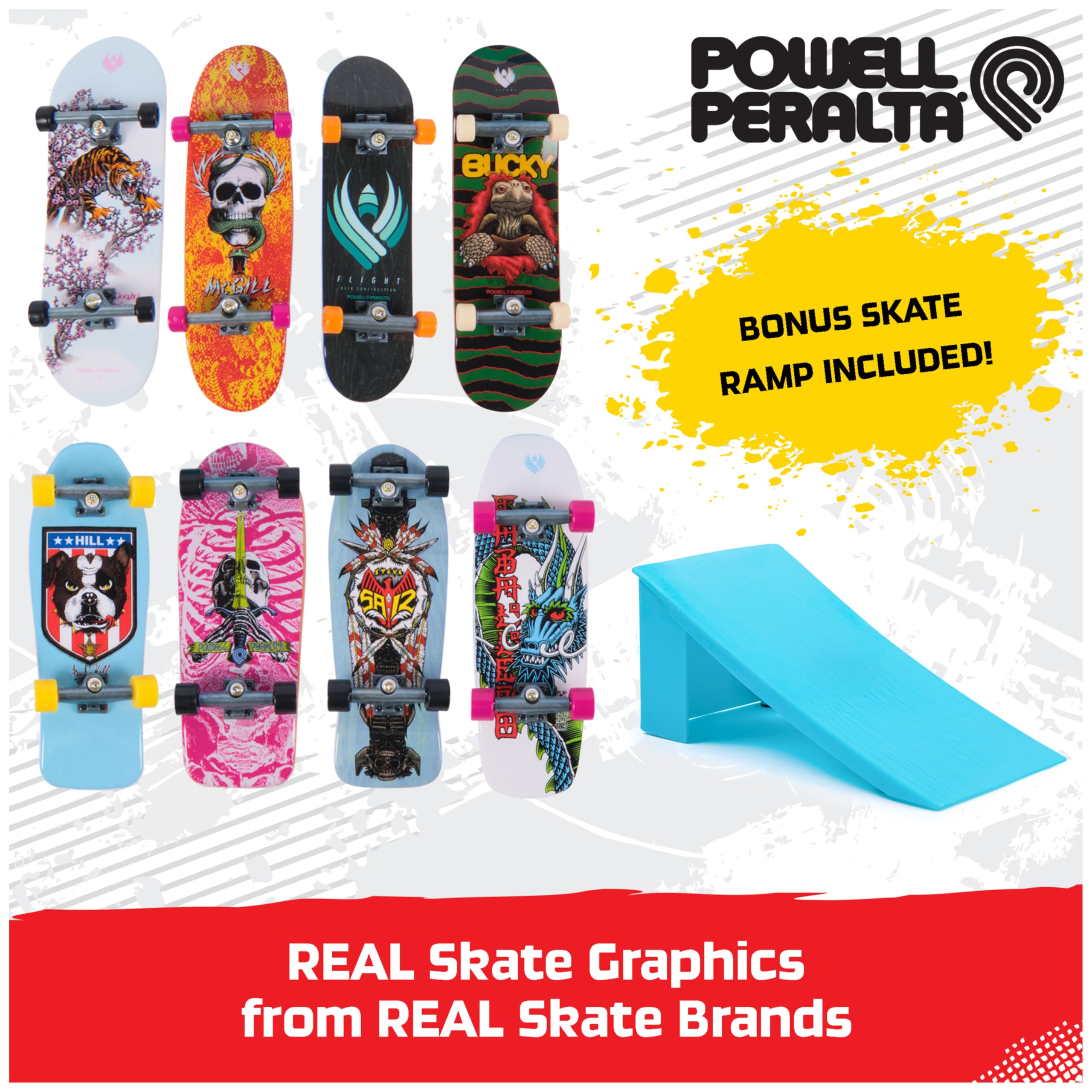 Tech Deck bonus pack shows authentic graphics from top brands
