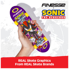 Tech Deck die-cast trucks and detailed wheels provide smooth hand-powered tricks.