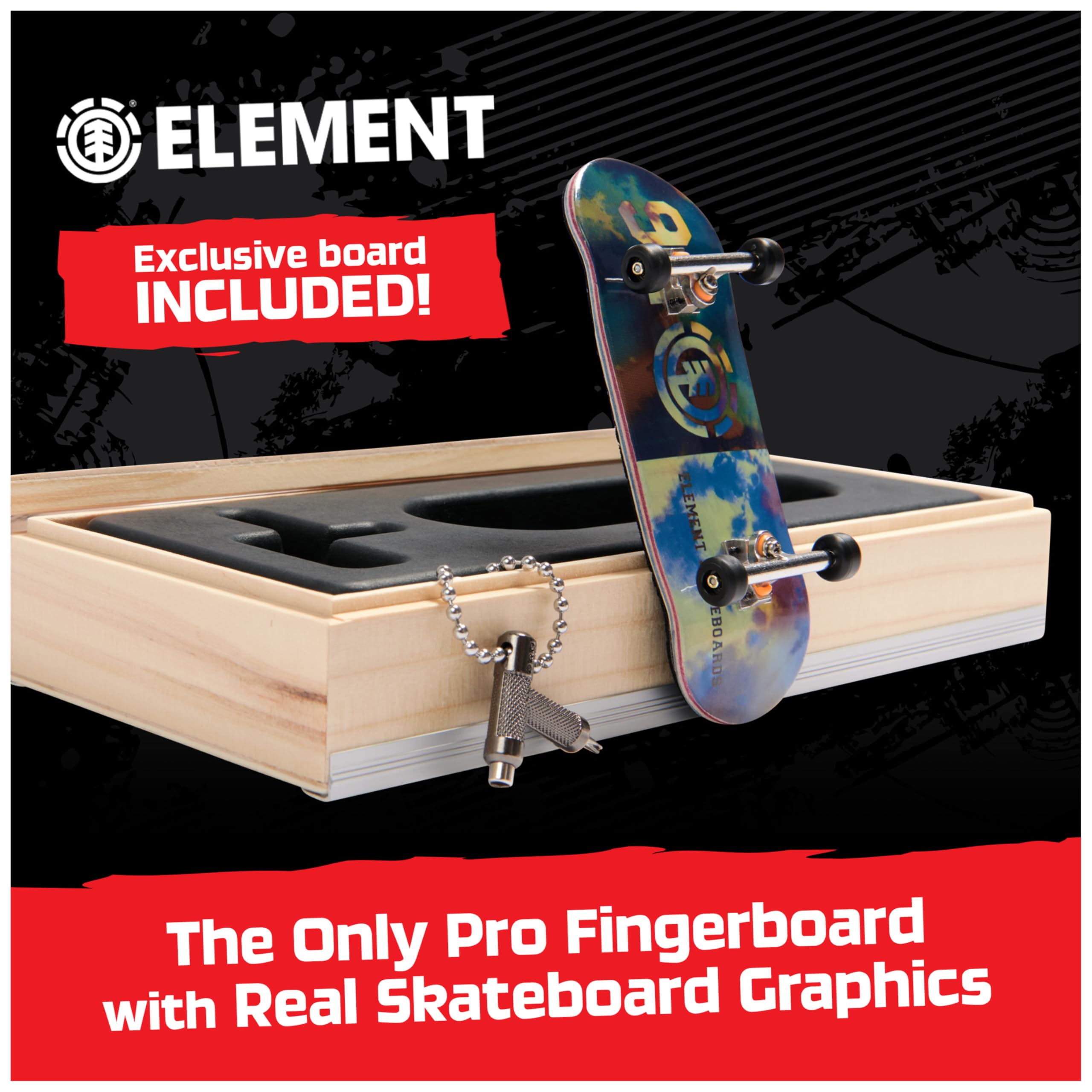 Tech Deck Element Pro Series graphics on deck highlight authentic skate visuals
