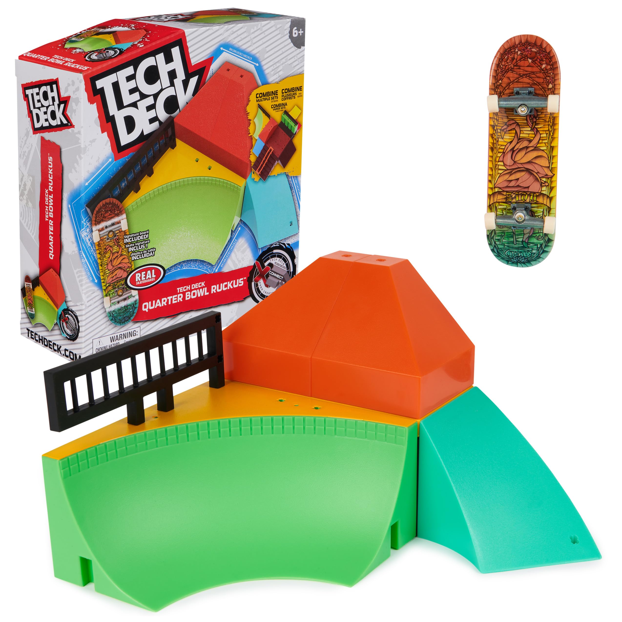 TECH DECK Quarter Bowl Ruckus triangle ramp for versatile fingerboard setups