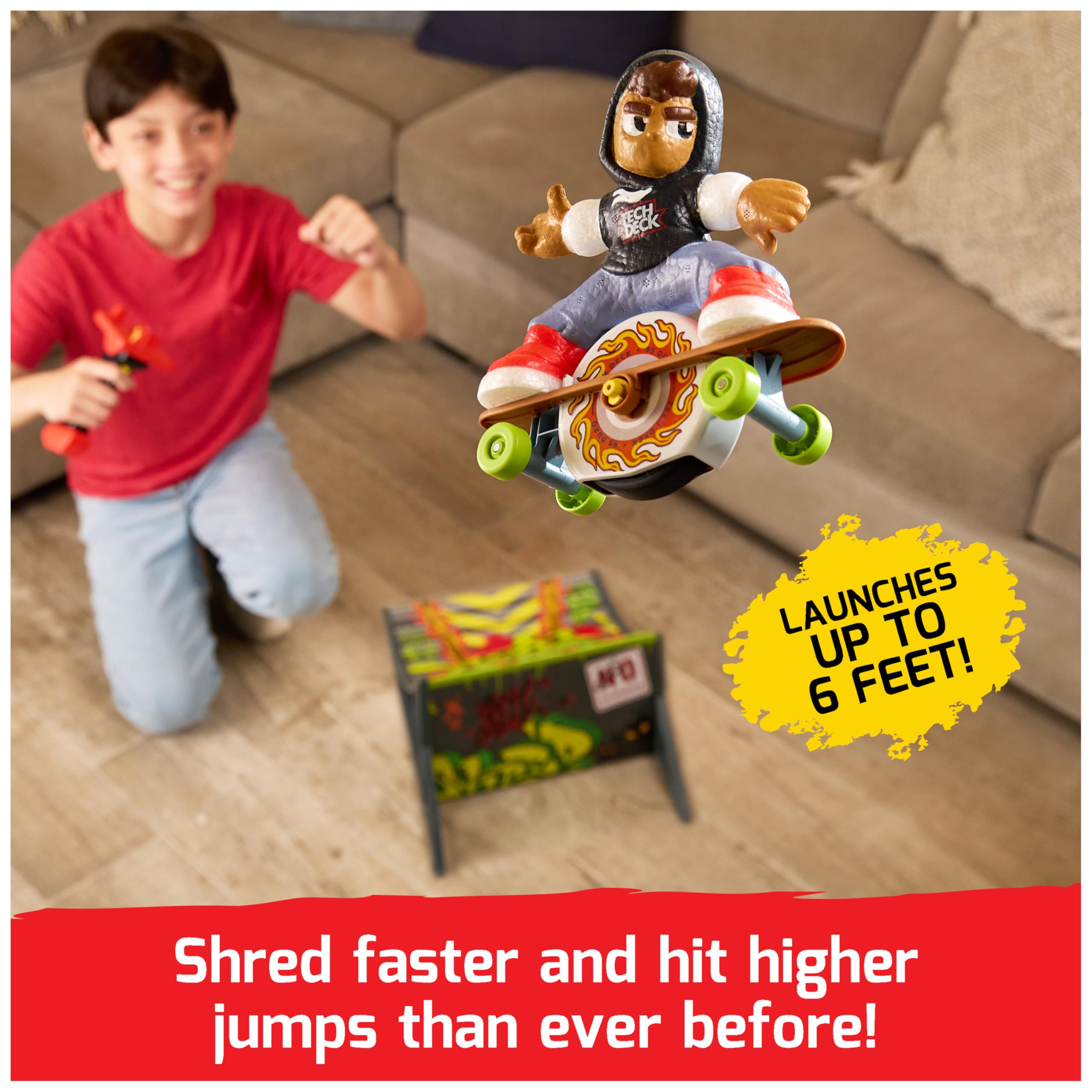 Ramp included with Tech Deck Shred N' Blast for high jumps.