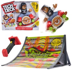 Tech Deck Shred N' Blast motorized finger skateboard performing a fast trick.