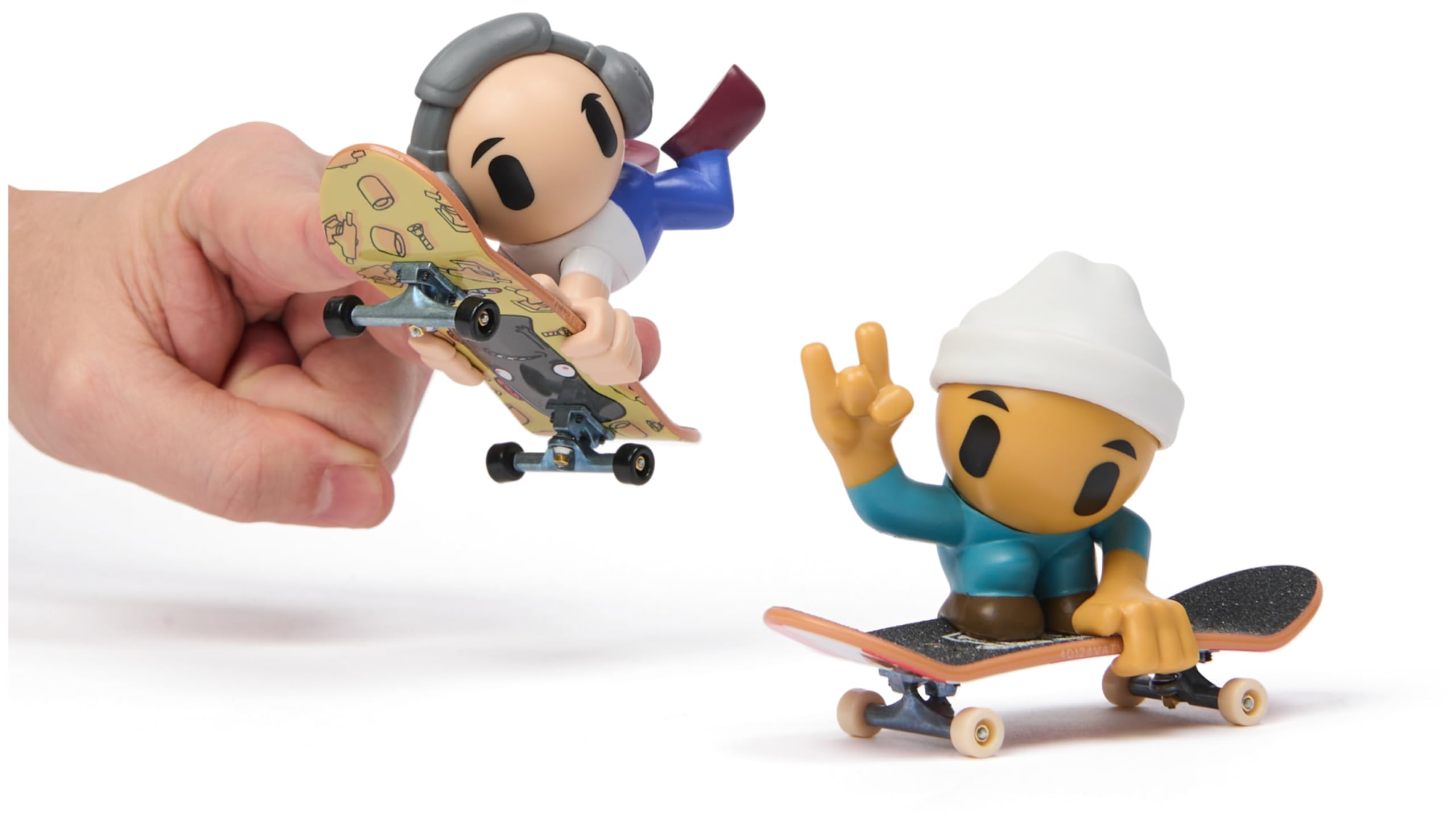Two colorful Tech Deck fingerboards designed for quick starts.