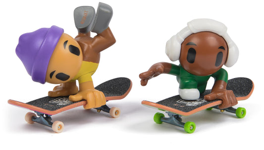 Two Sk8 Crew figures ready to snap onto Tech Deck boards.