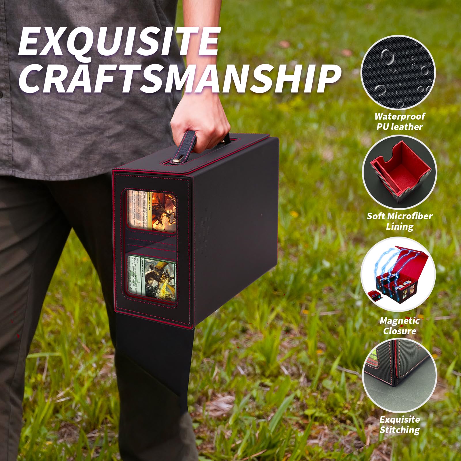 TECHAROOZ holds 600+ double-sleeved cards for efficient storage.