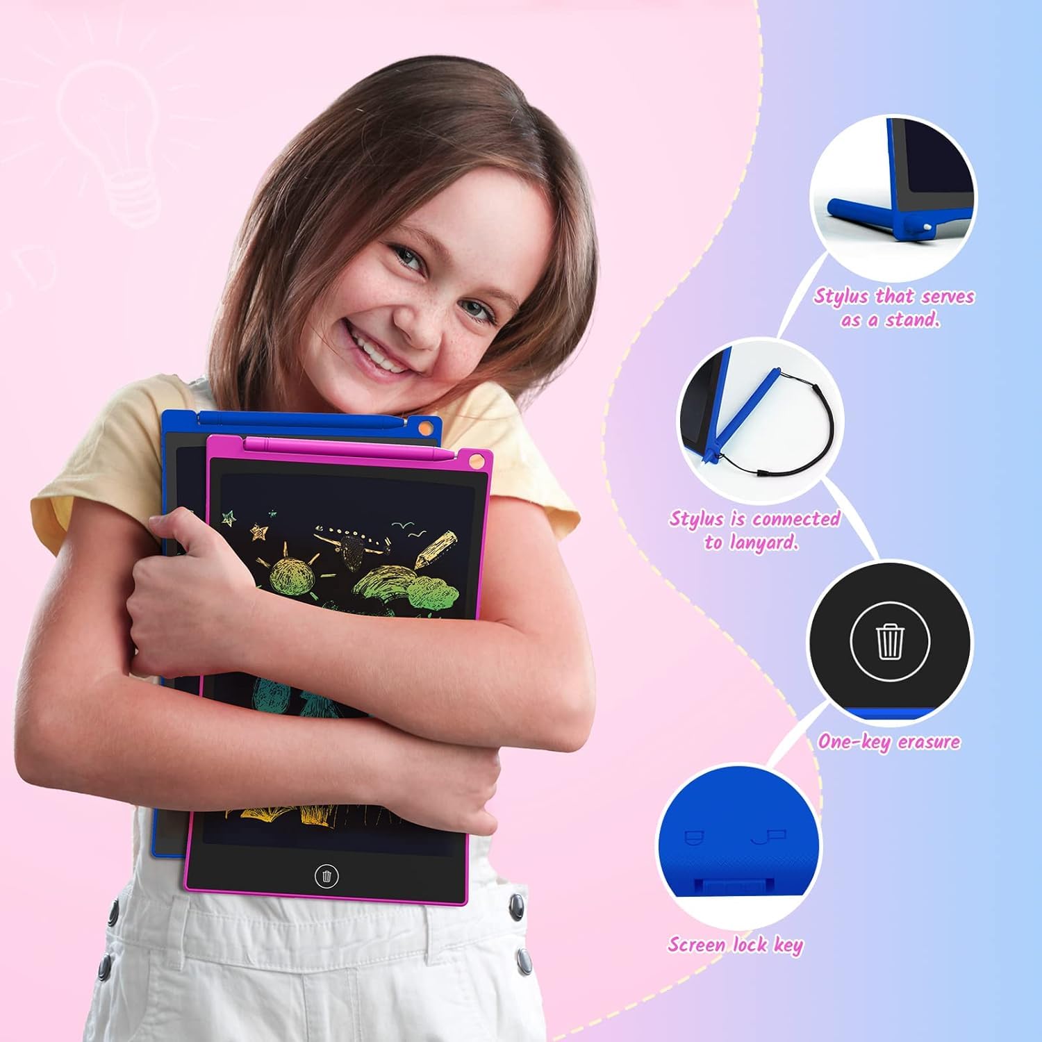 TECJOE 2-Pack colorful doodle board in kids' hands for vibrant sketches