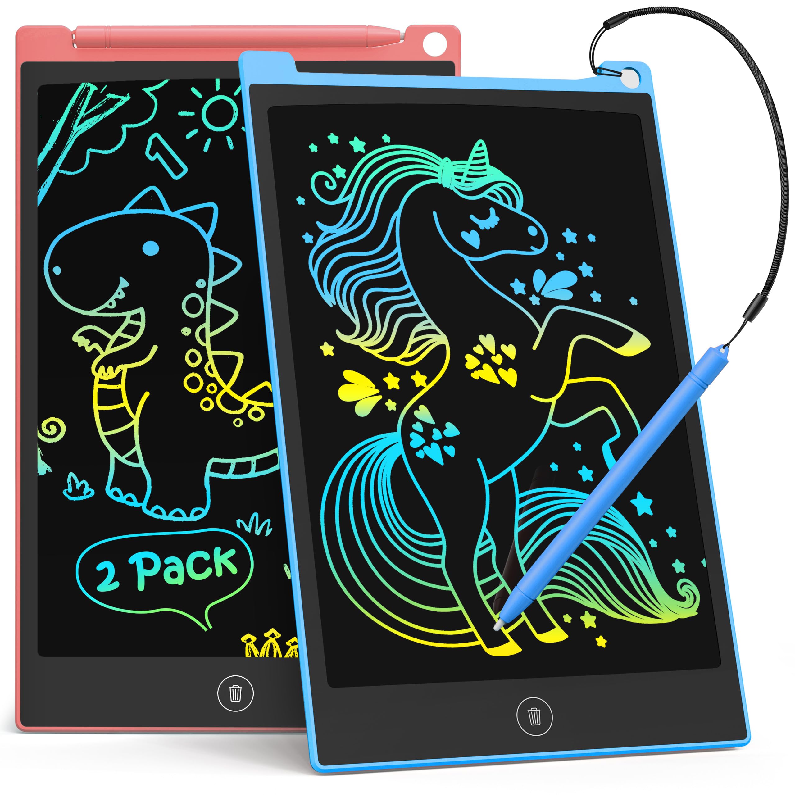 TECJOE 2 Pack LCD writing tablet front view – kid-friendly drawing and learning