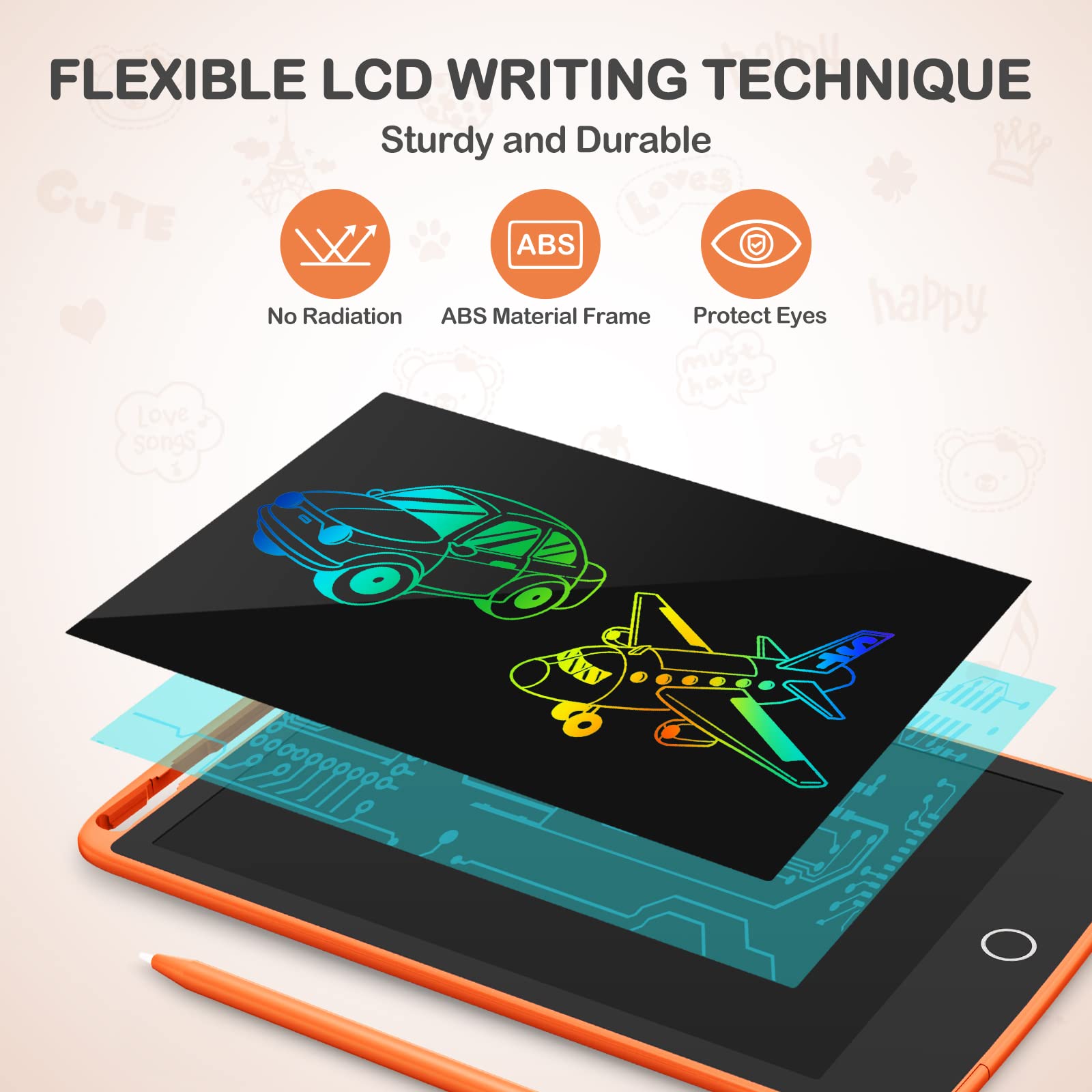 TECJOE 2-pack LCD writing tablet pink doodle board for creativity and learning.
