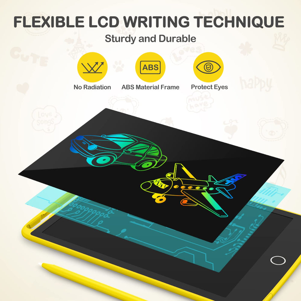 TECJOE 2 pack LCD writing tablet side view, compact and portable for travel activities