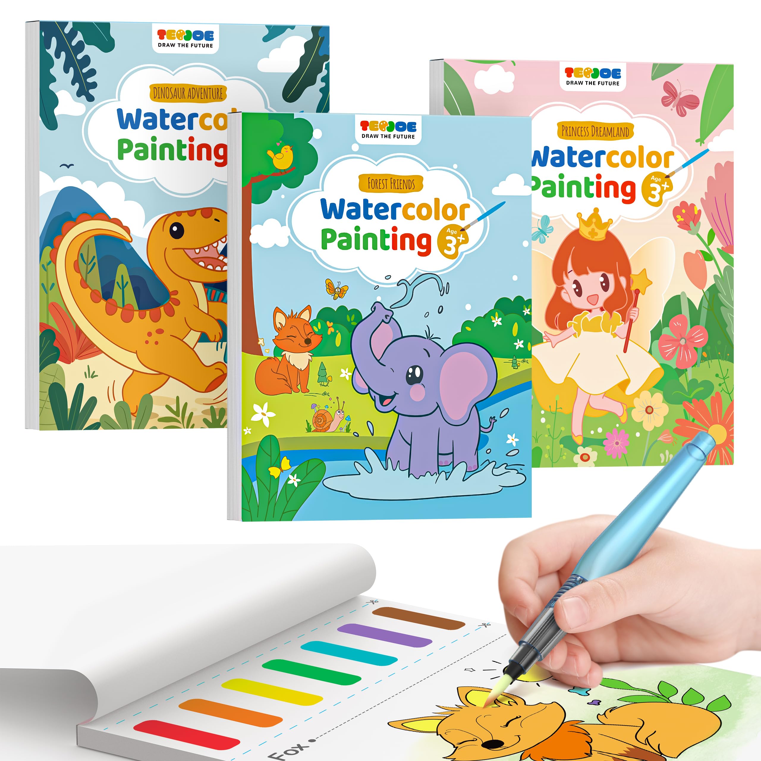 TECJOE 3-pack water coloring books cover for easy, imaginative coloring