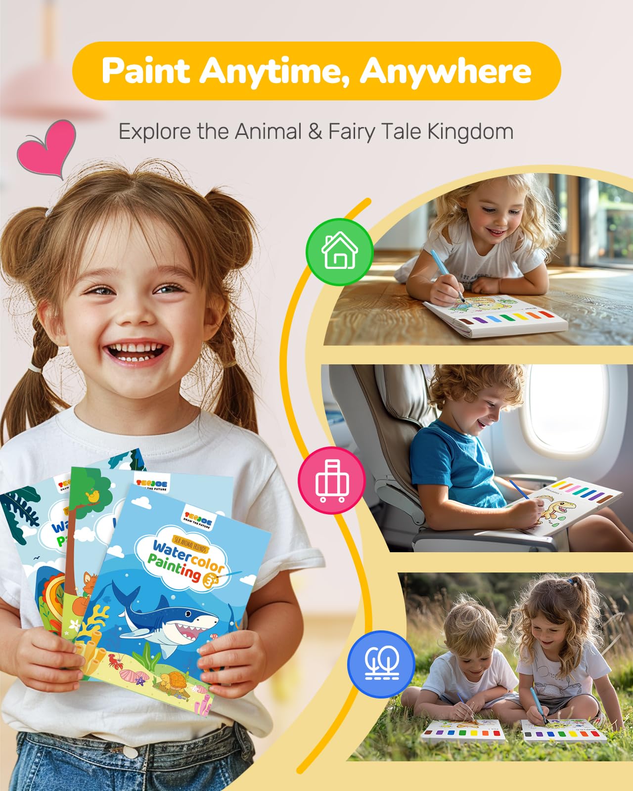 TECJOE 3-pack kids painting setup for collaborative art play.