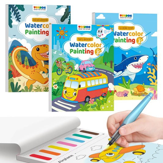 TECJOE 3-pack paint with water books front cover for mess-free painting.