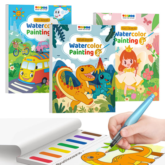 TECJOE 3-Pack Watercolor Set packaging invites creative play for kids.