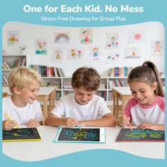 TECJOE 4-pack LCD writing tablets open drawing scene with vibrant colors