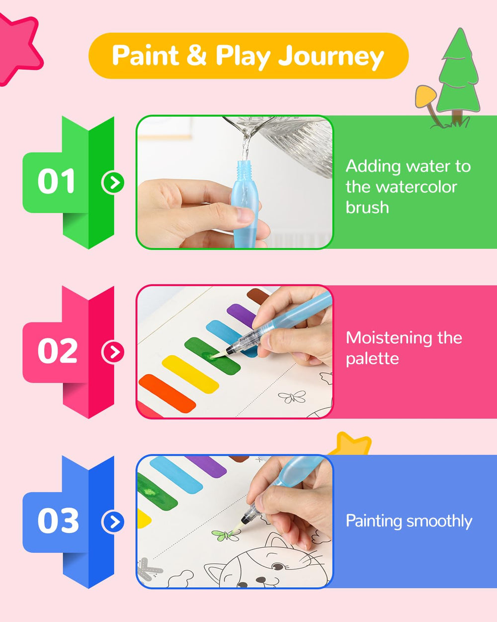 TECJOE child-friendly brush grips support comfortable, extended creativity.