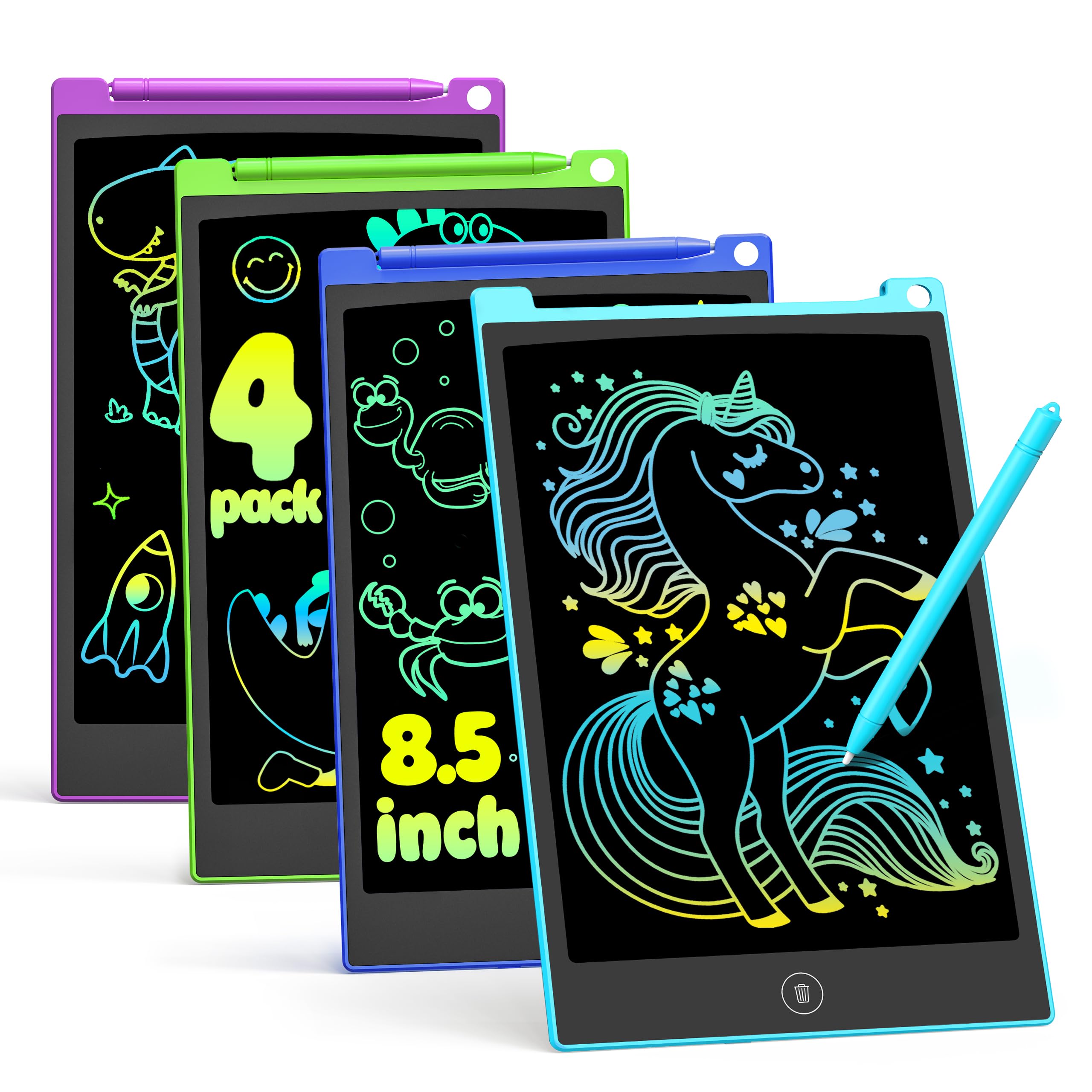 TECJOE LCD writing tablet 4-pack for shared drawing sessions and mess-free creativity on the go.