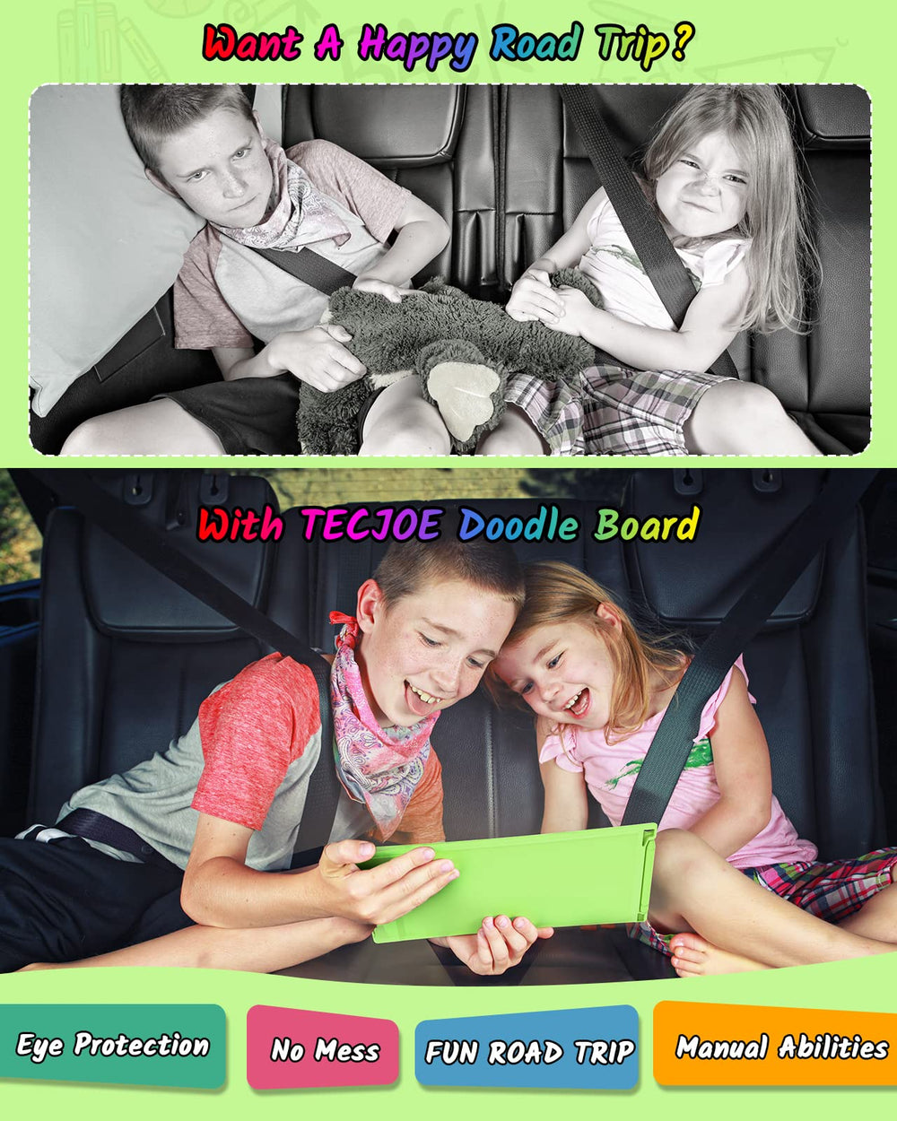 TECJOE LCD writing tablet erase button with lock to protect drawings