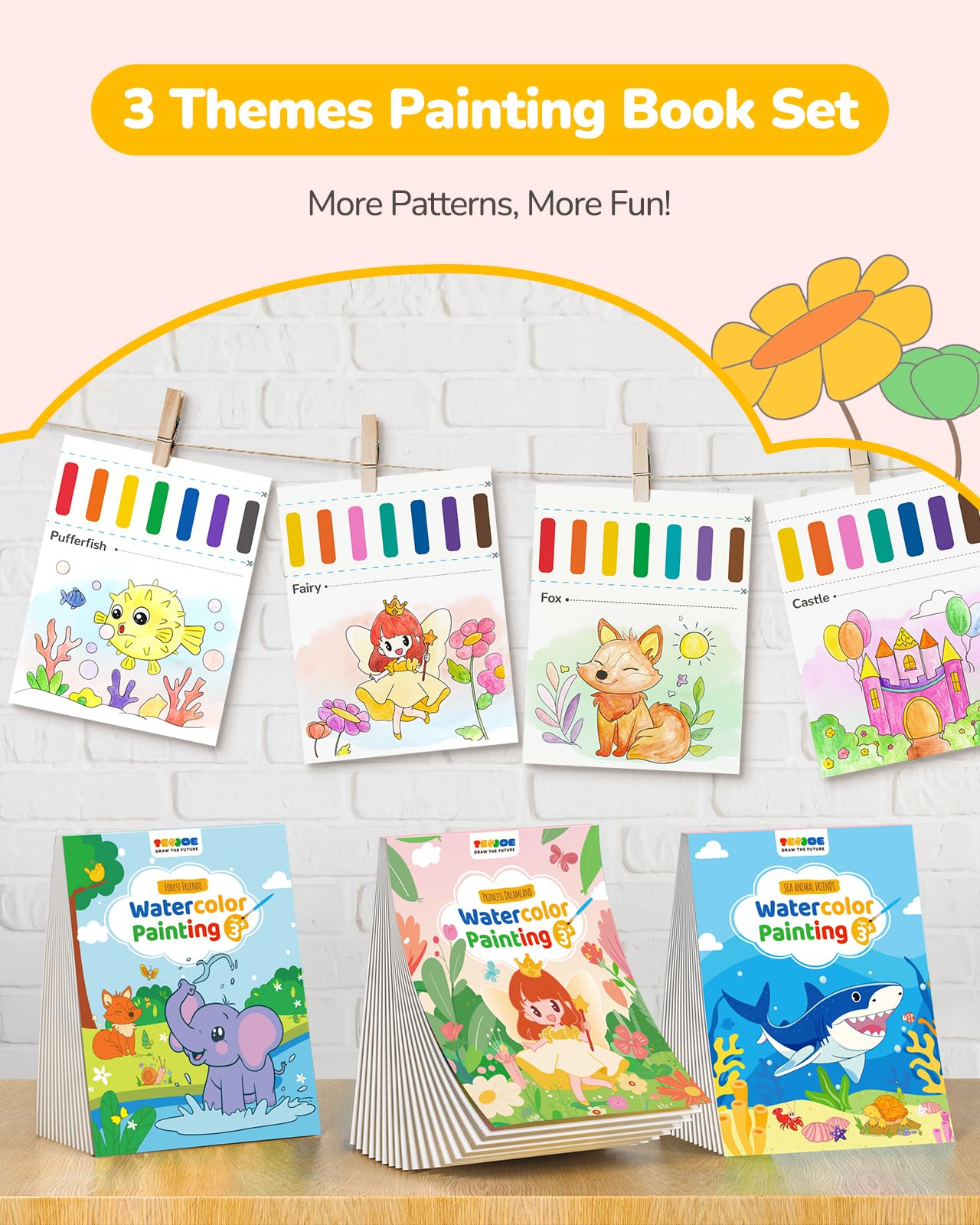 TECJOE ocean coloring pages; soothing watercolors for small hands during travel