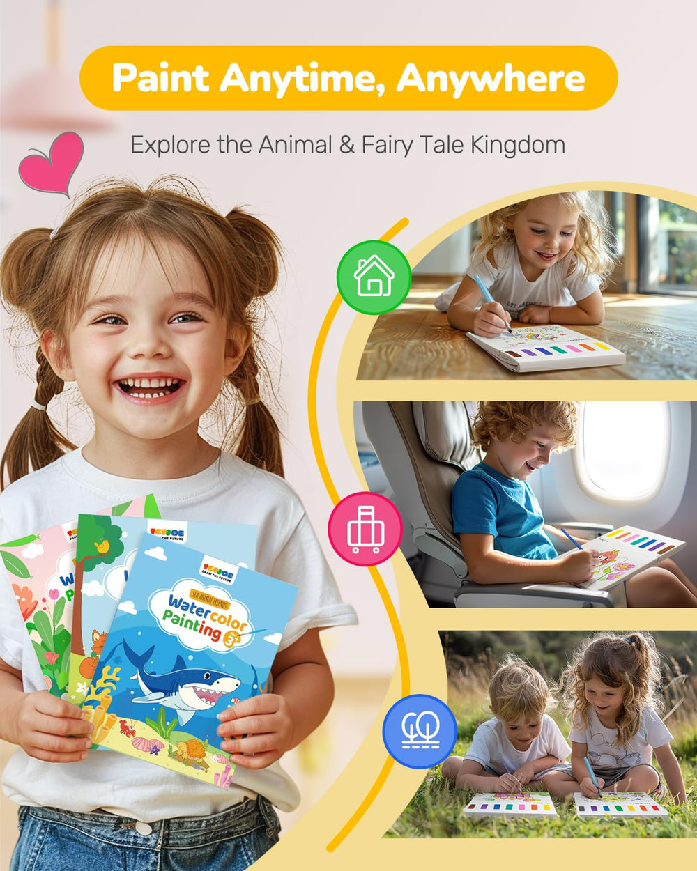 TECJOE travel-friendly watercolor set; ideal on the go for birthdays and trips