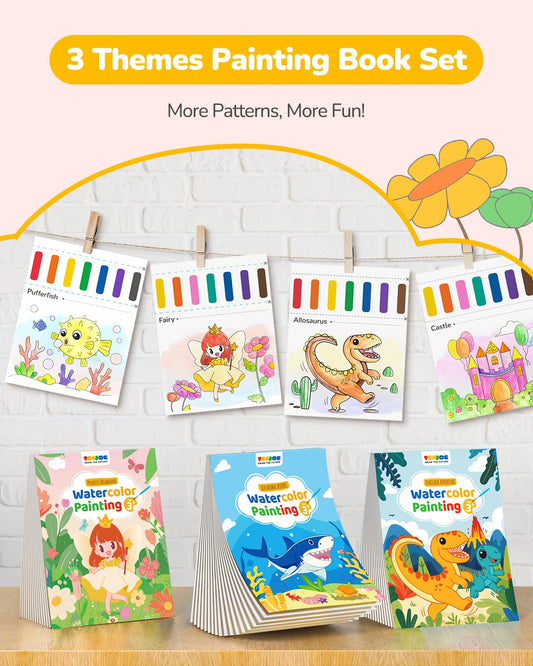 TECJOE paint set with 6 brushes supports easy, kid-friendly coloring.