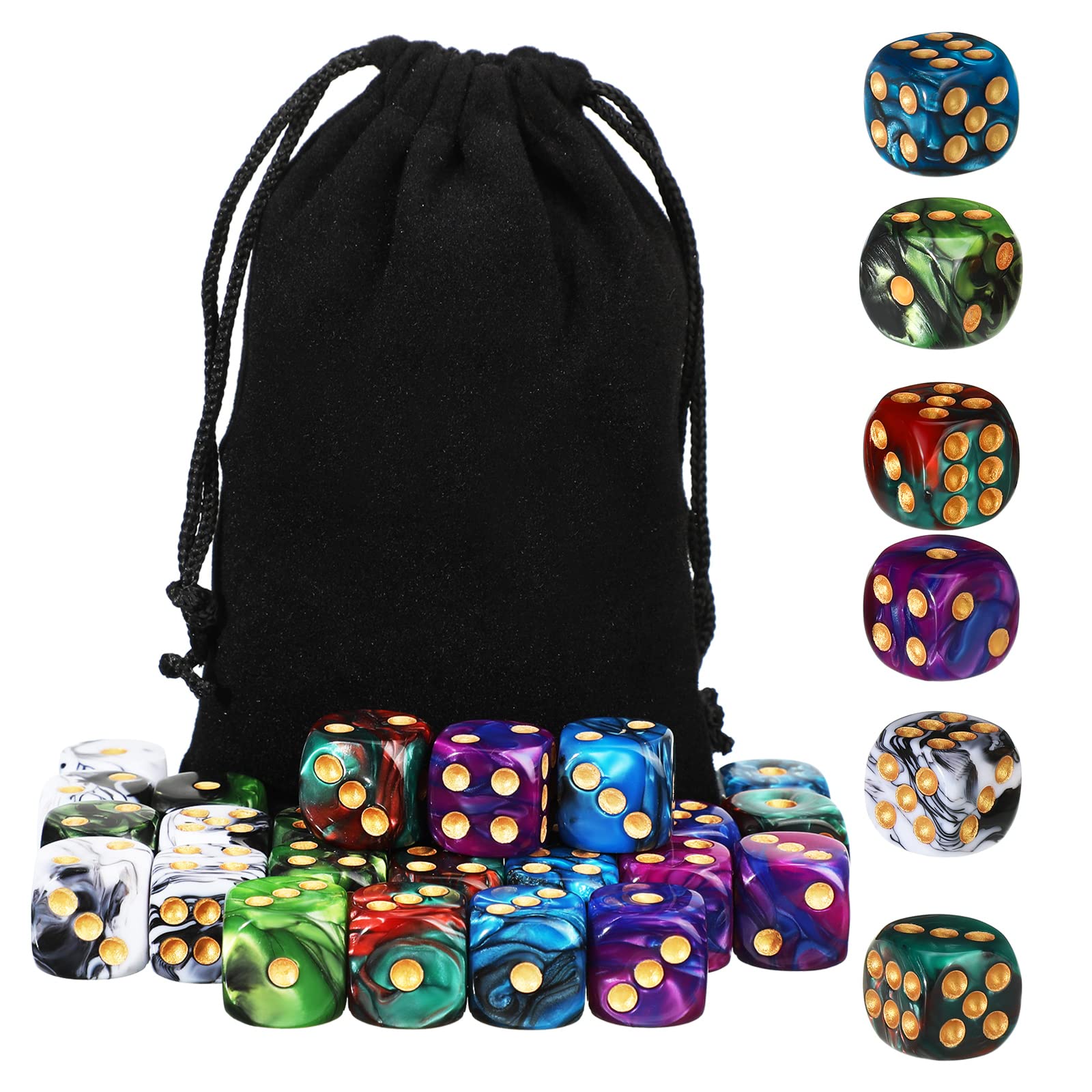 TecUnite black velvet pouch keeps dice organized and portable