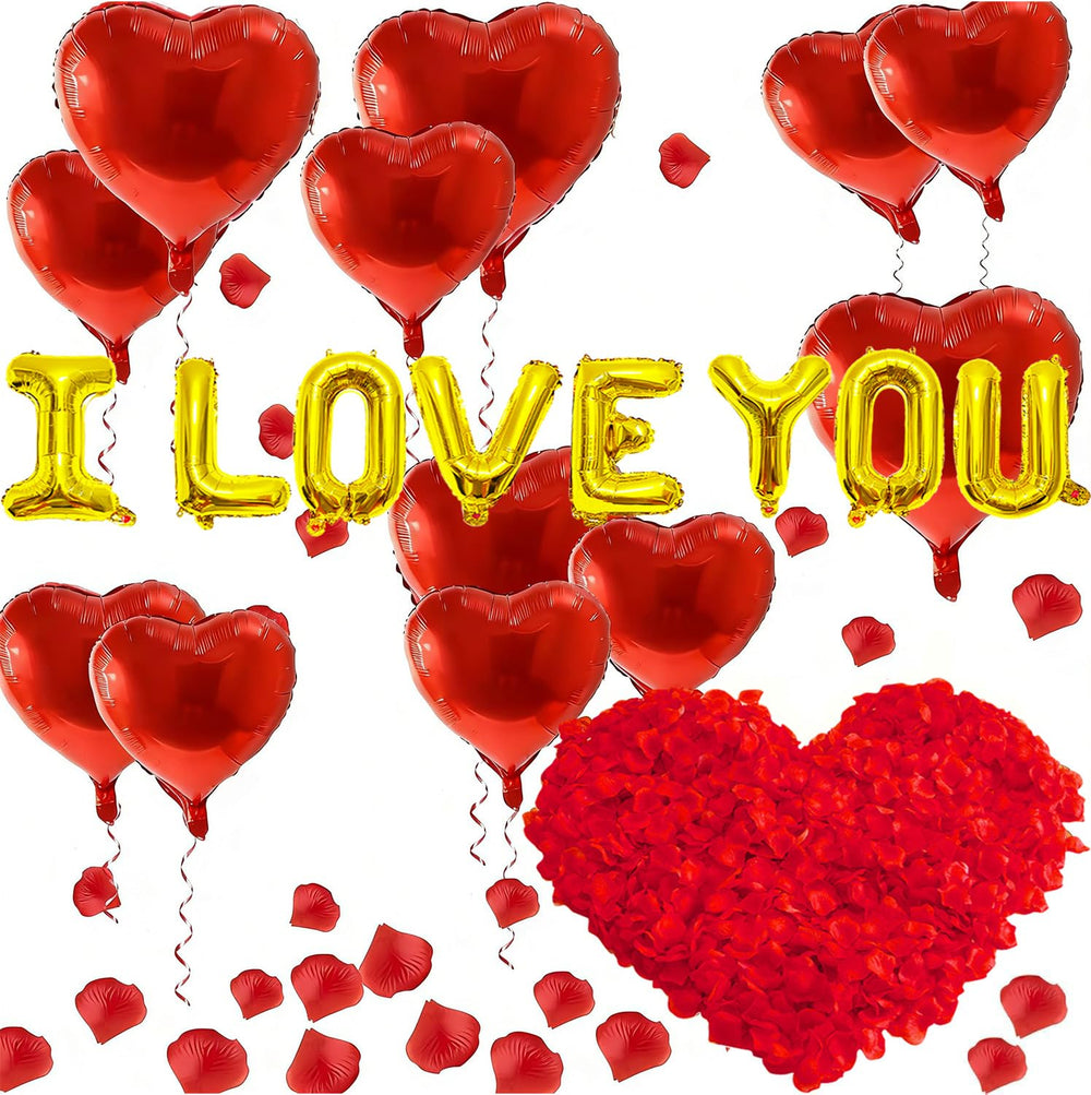 Tedercle I Love You balloon set with heart shapes for romantic celebrations