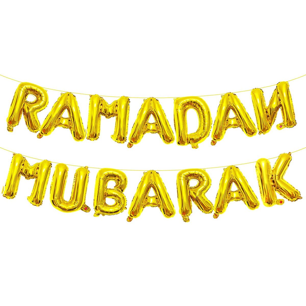Tedercle Ramadan Mubarak banner letters illuminate walls with festive gold shine