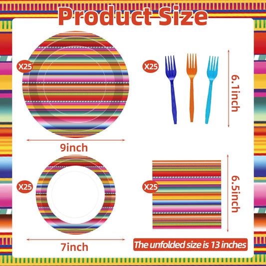 Tedercle serape striped dessert plates brighten treats at festive gatherings