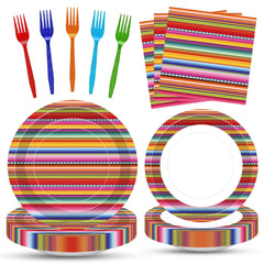 Tedercle serape striped dinner plates for vibrant Cinco de Mayo hosting