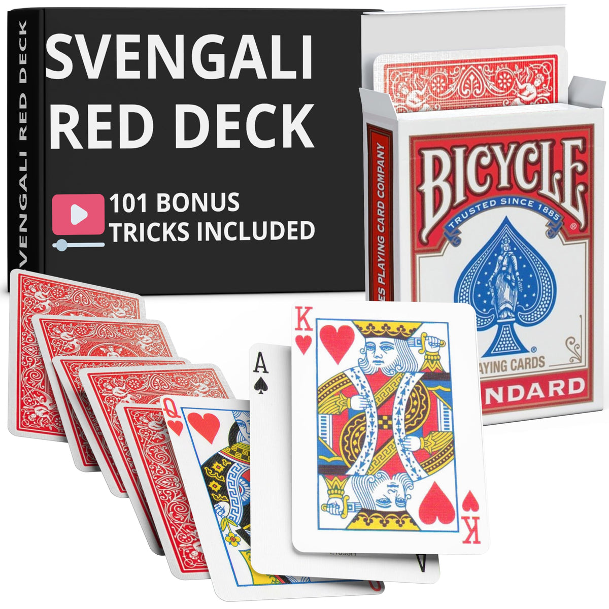 Ted's Sterling Magic precision red rider back deck close-up for precise card handling during tricks