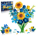 Teefrye blue rose sunflower bouquet build close-up for creative DIY decor.