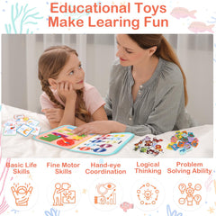 Teefrye Busy Board colors and shapes pages boost visual discrimination and color recognition.