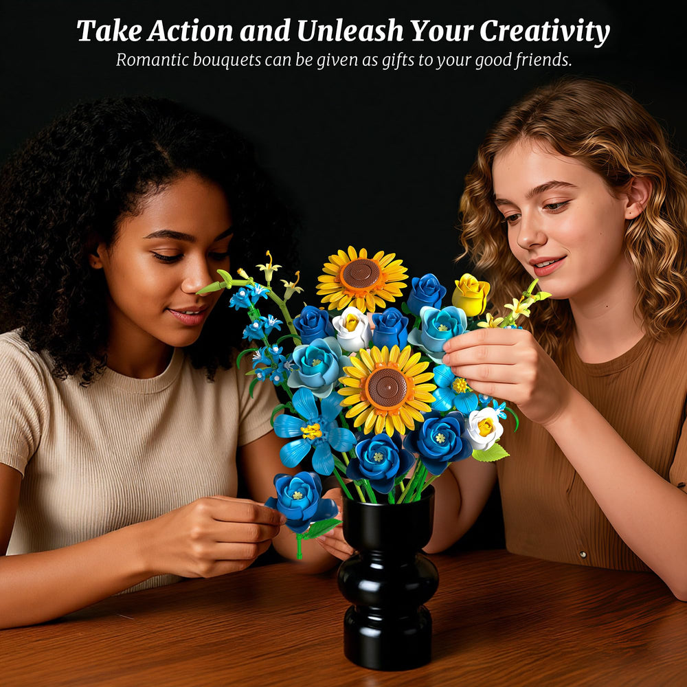Teefrye Lego-flowers compatible bouquet integrates with other sets for mix-and-match.