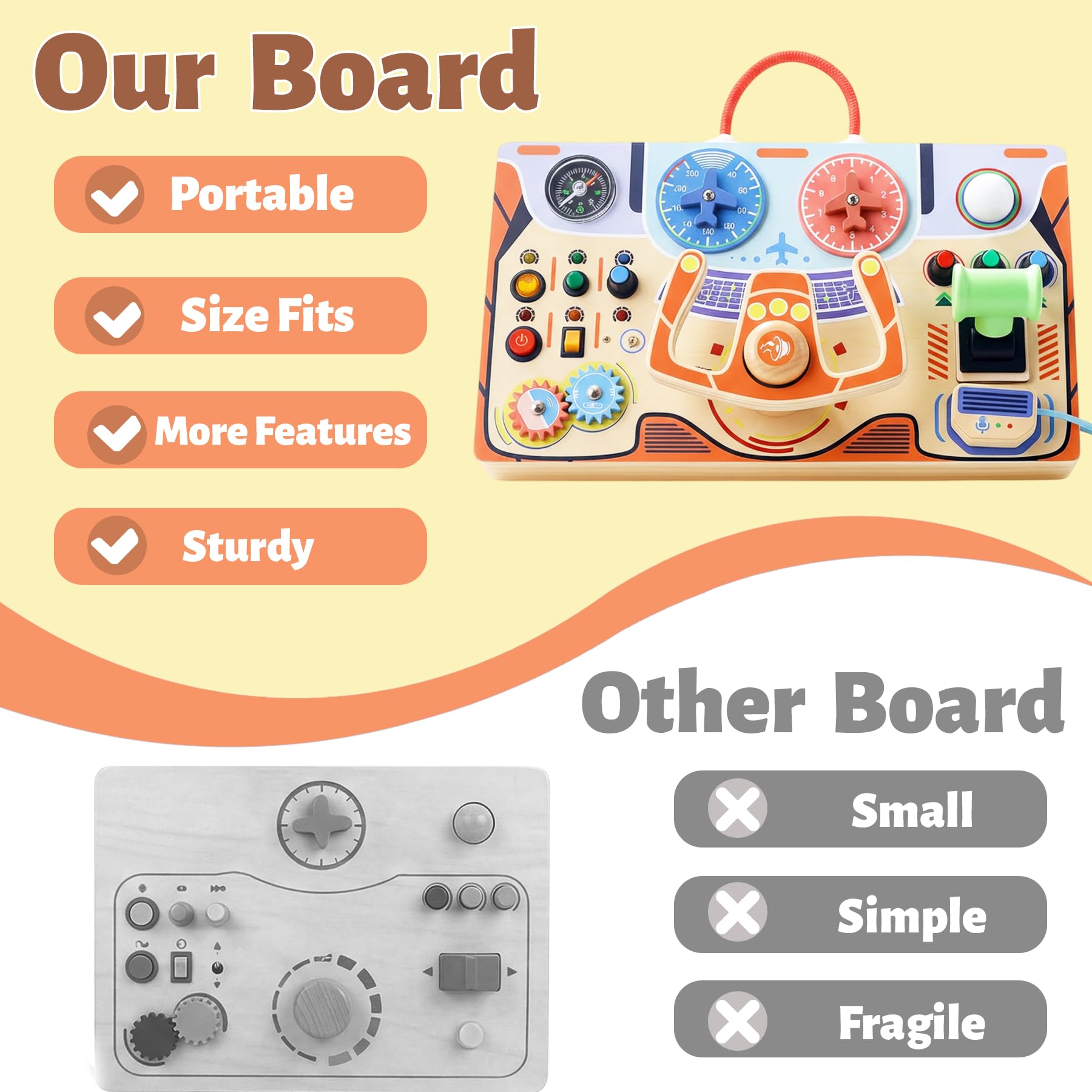 Teekdeer wooden board includes two music players for auditory engagement.