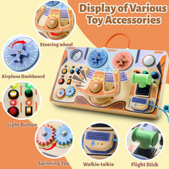 Teekdeer switches and buttons support hands-on motor coordination.