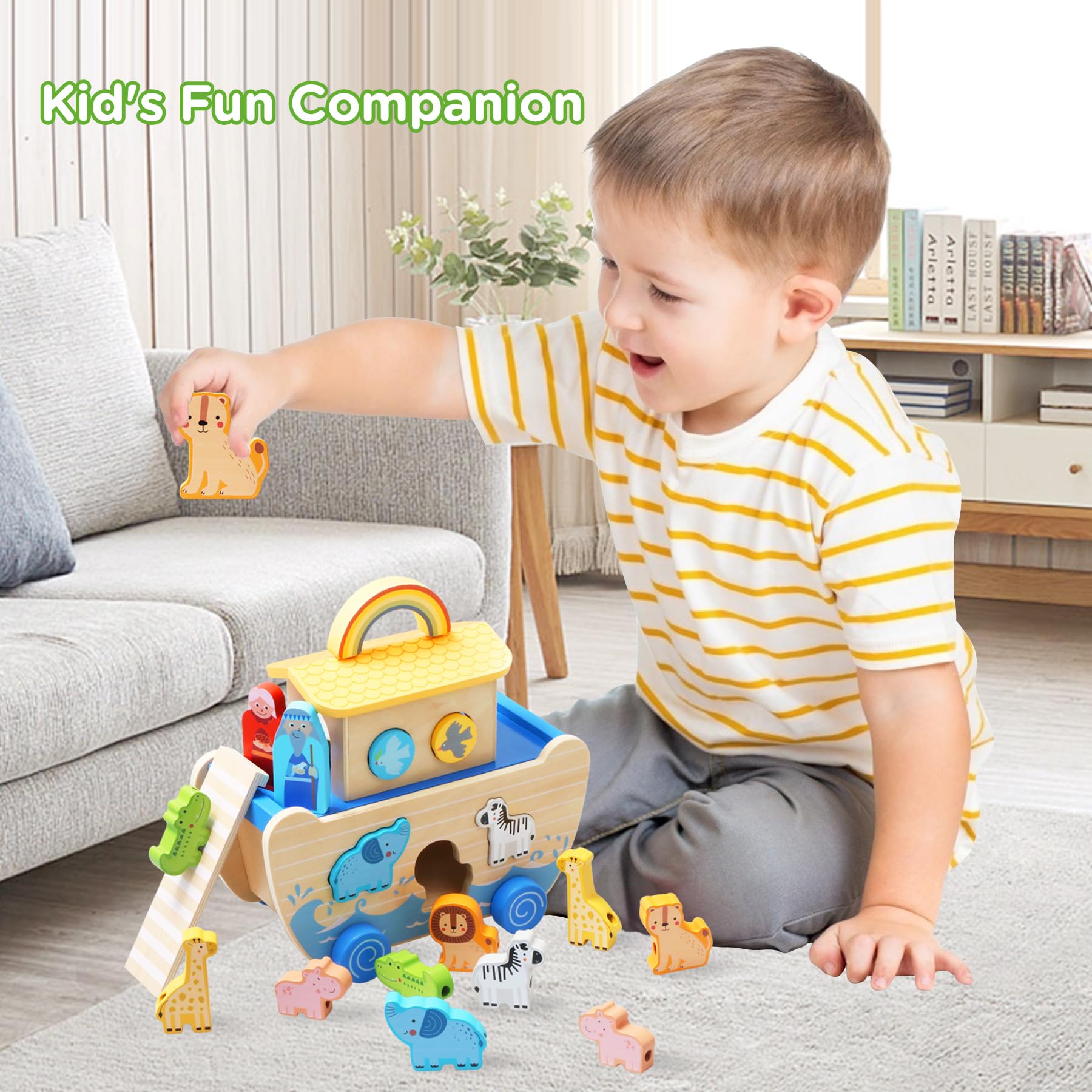 Teekdeer Noahs Ark toy rainbow teaches color sequencing and storytelling
