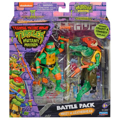 TMNT Michelangelo vs Leatherhead battle diorama display for collectors