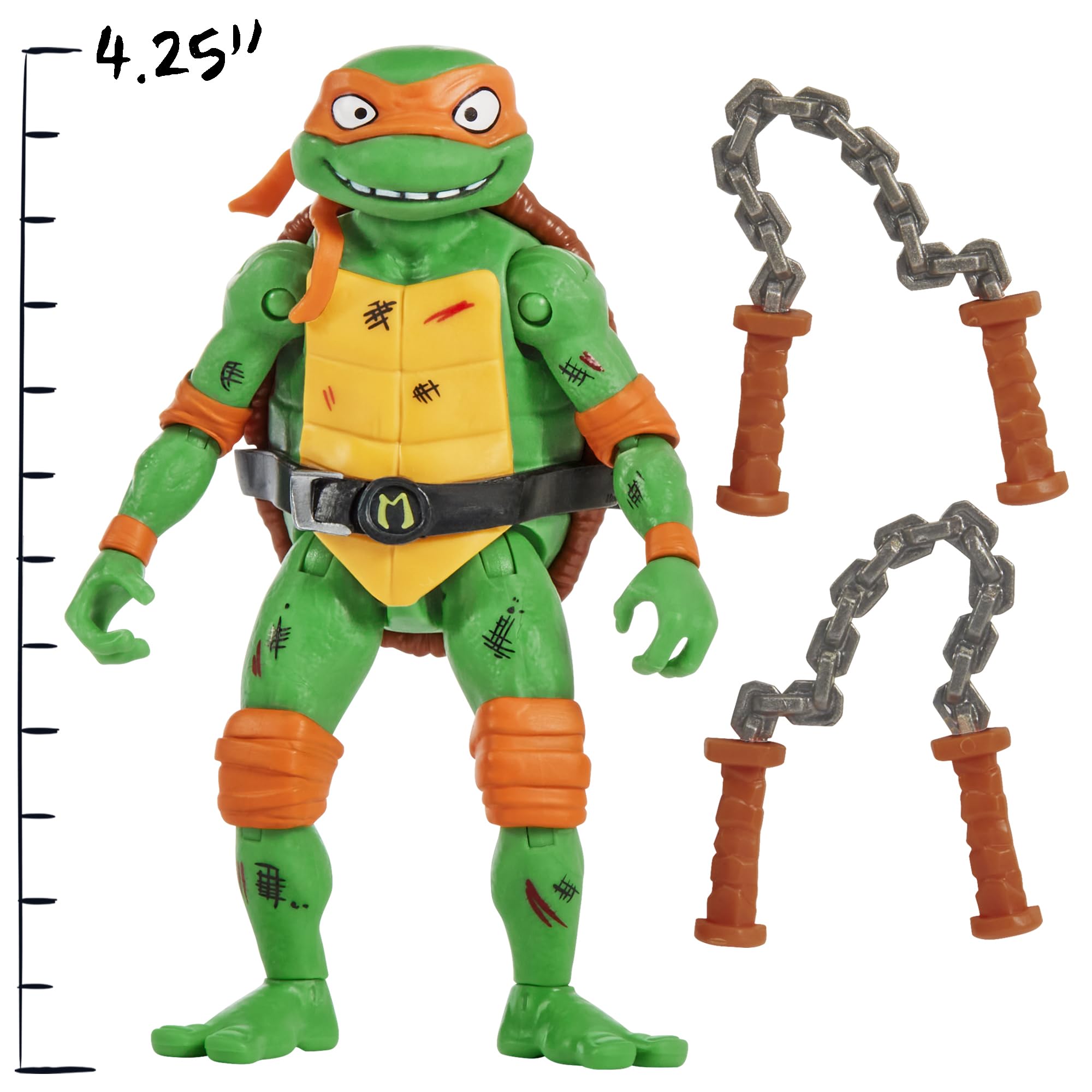 TMNT Michelangelo vs Leatherhead display case with diorama background