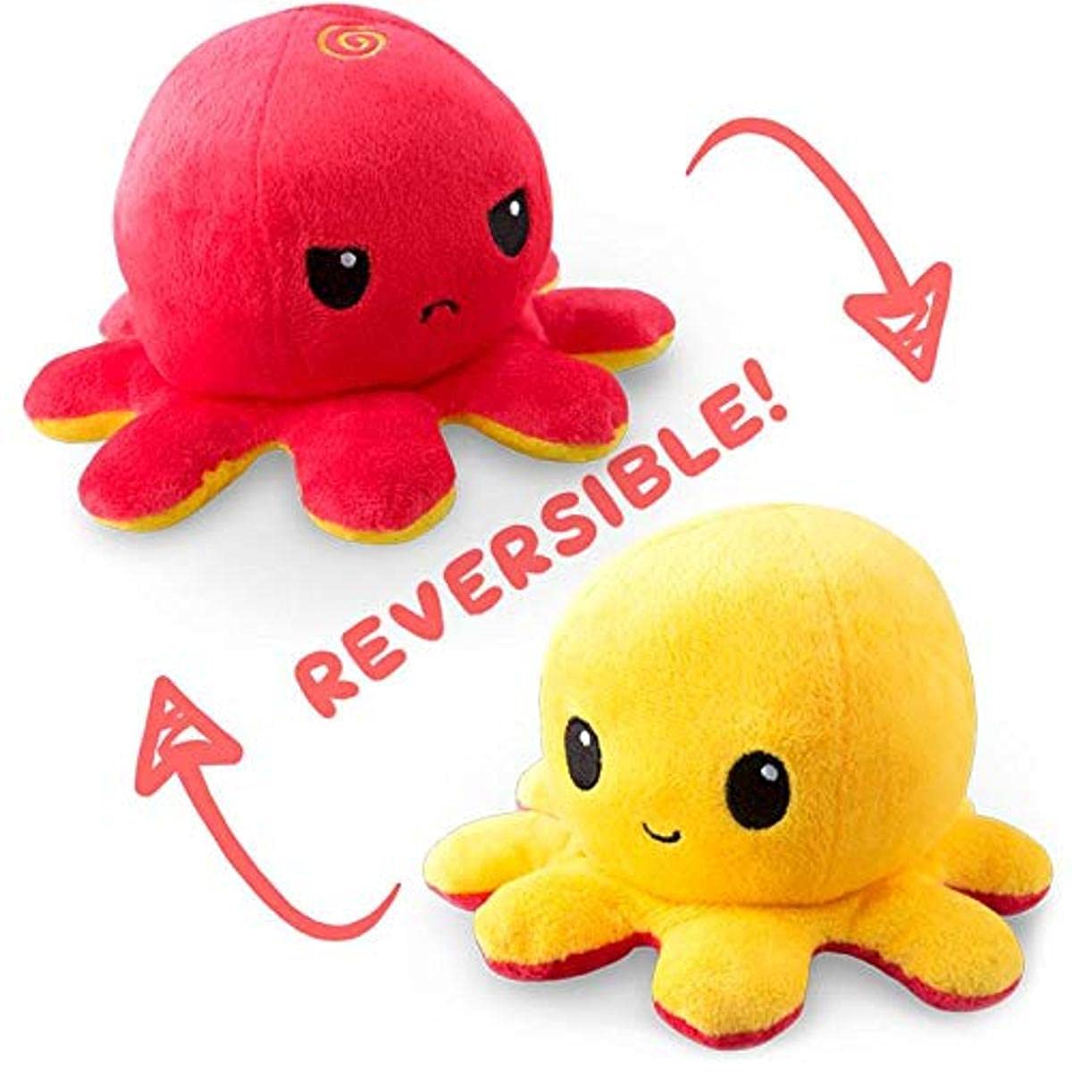 TeeTurtle reversible octopus plushie 4-inch flip design for mood expression at desk or bag.