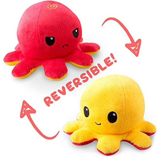 TeeTurtle reversible octopus plushie 4-inch flip design for mood expression at desk or bag.