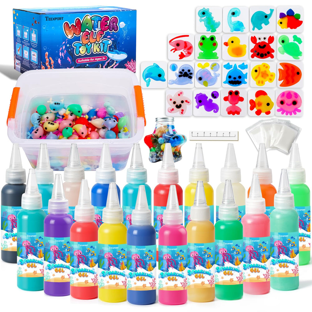 Teexpert Magic Water Elf Kit molds create colorful ocean creatures for imaginative play