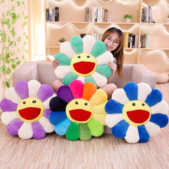 TEFU Flower Plush Pillow sunflower side view adds vibrant decor to sofas