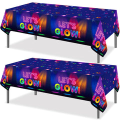 Tegeme 2-piece glow tablecloth under black light for neon parties