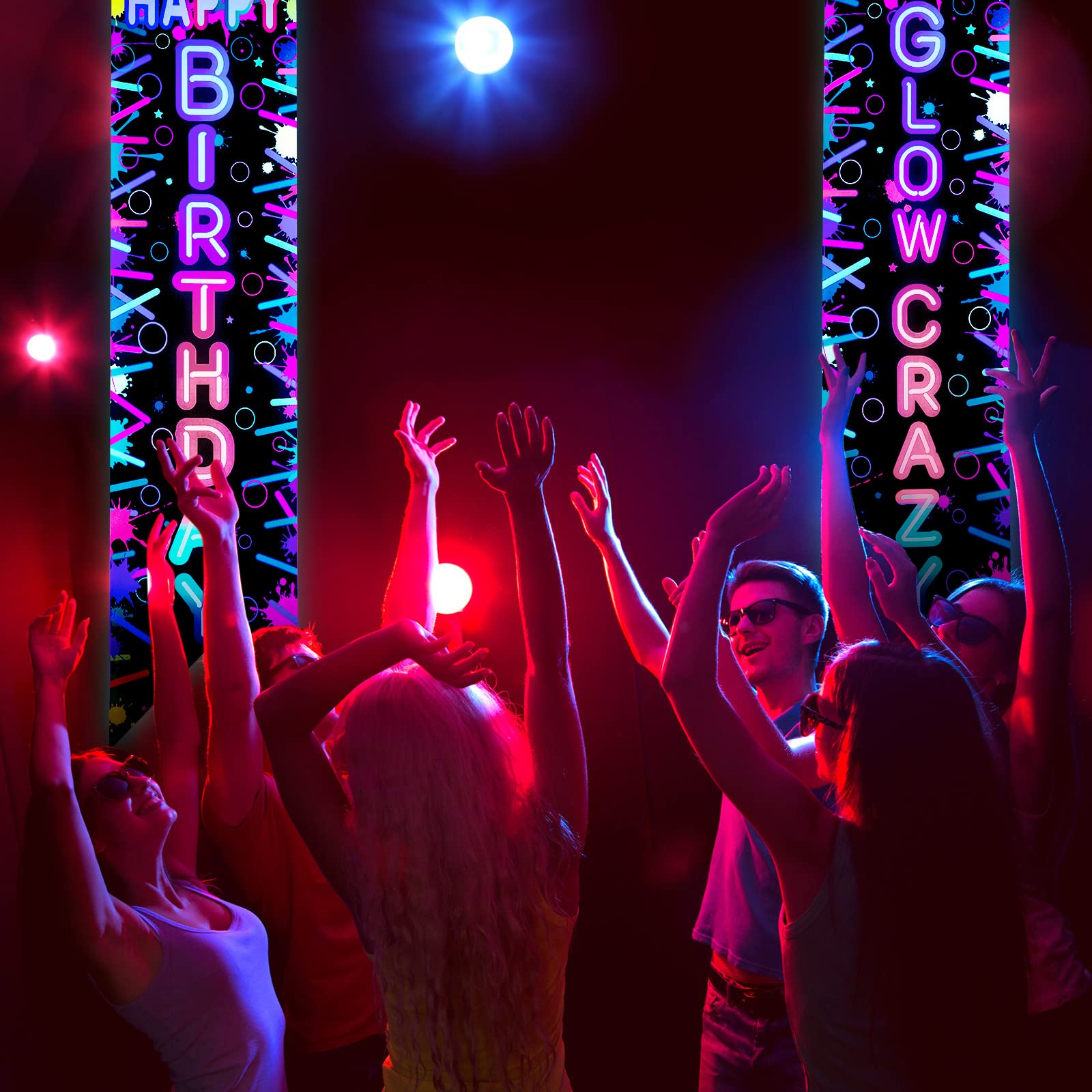 Tegeme glow-in-the-dark banner patterns add vibrant accents to doorways and porches