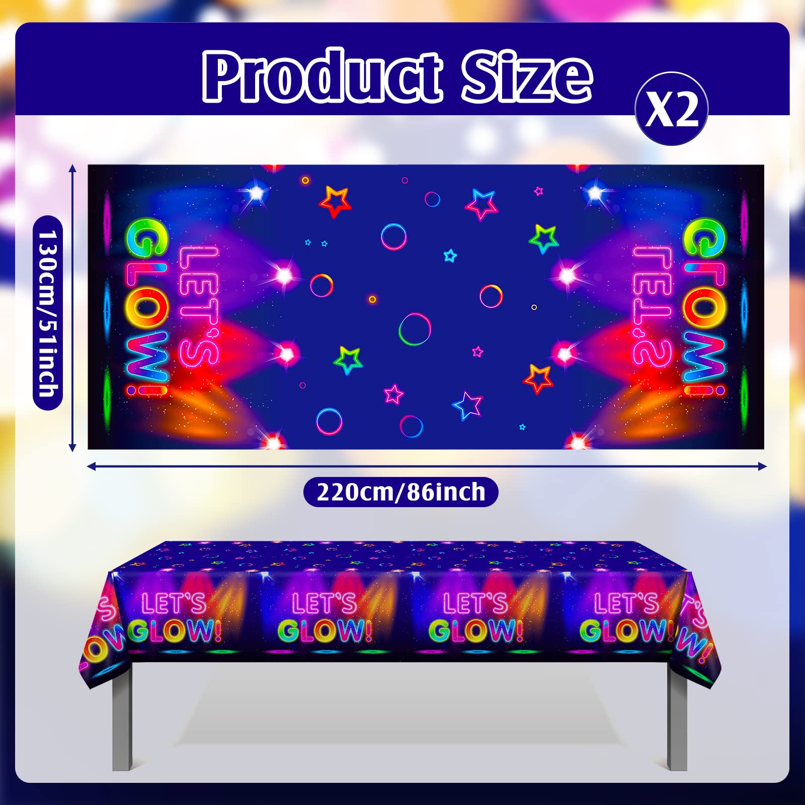 Tegeme neon ring print glow tablecloth design at events