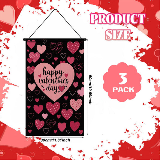 Tegeme heart banners pink and red display on wall for romantic decor.